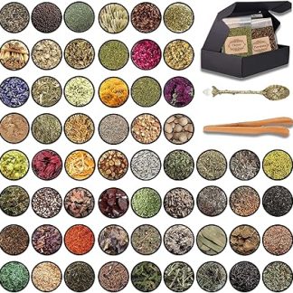 Набор из 60 магических трав — материалы для викканских и языческих заклинаний, ритуалов, аптекарских принадлежностей, ведьм — набор сушеных цветов и магических трав.