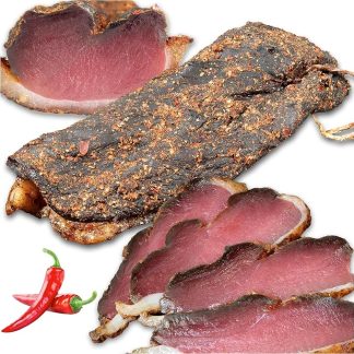 Грудка зрелой мазурской утки – маринованная в травах и выдержанная сухим способом – целая сушеная утиная грудка – без добавок – 2 кусочка по 90 г (общий вес 180 г)