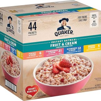 Овсяная каша быстрого приготовления Quaker со вкусом фруктов и сливок, набор из 44 пакетиков (1 упаковка)