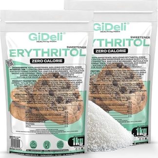 GiDeli Эритритол 2 кг — бескалорийный кристаллический сахар, пищевой заменитель, веганский и полезный для зубов вариант сахара.