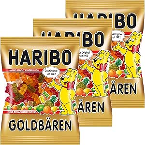 Набор из 3 жевательных конфет Haribo Golden Bears, мармеладные мишки, вино в мармеладе, пакетик с фруктовым желе.